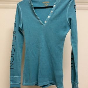 True Religion Turquoise Thermal Henley long sleeve